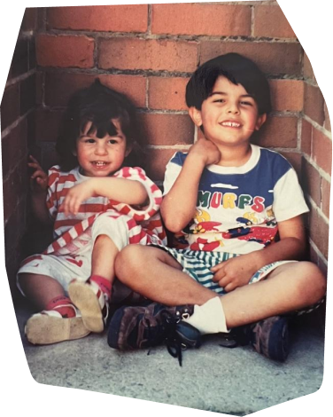 a photo of a young boy and a young girl
