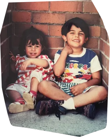 a photo of a young boy and a young girl