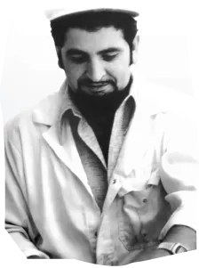 a photo of a man in black and white effect