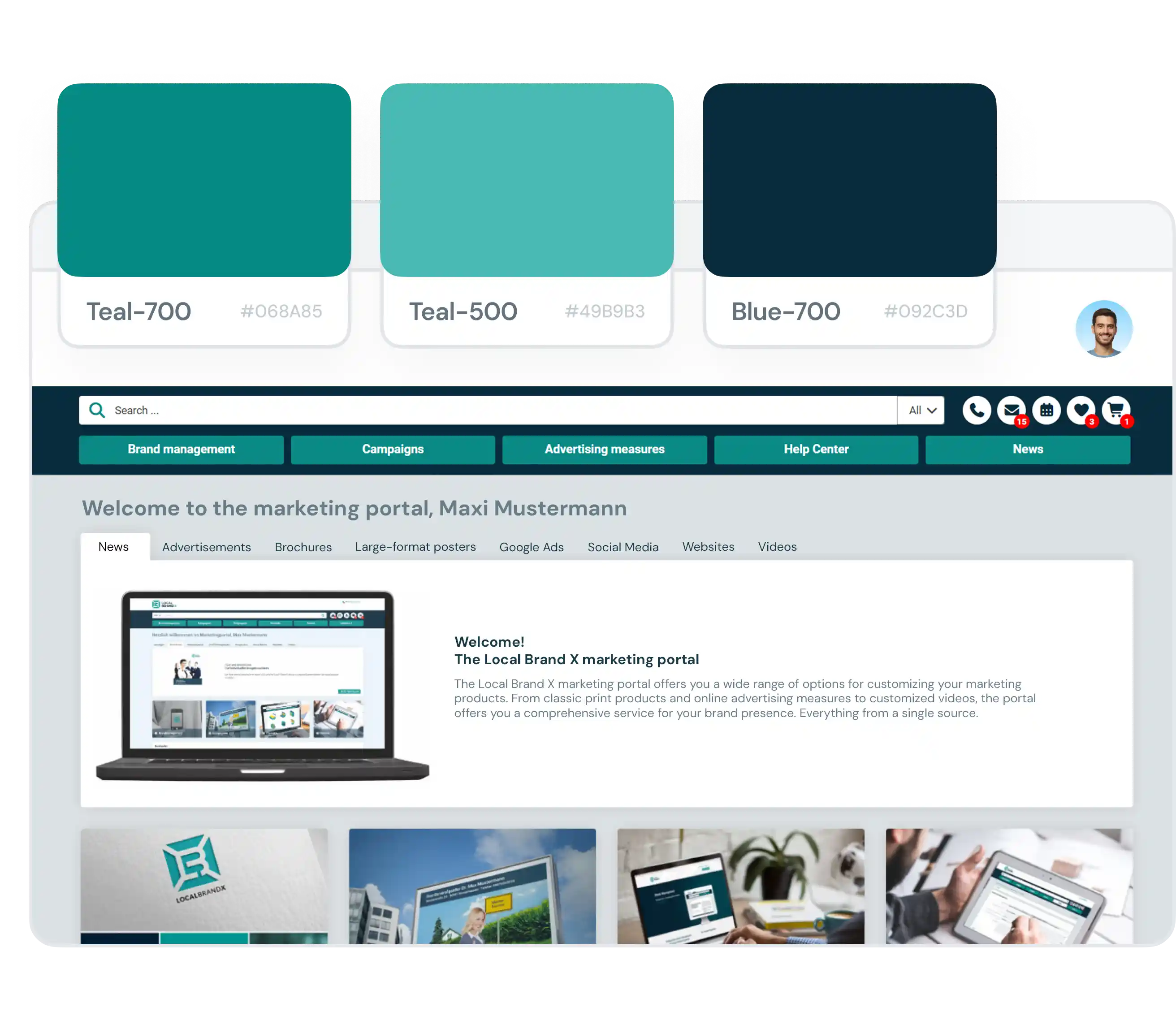 Screenshot of brand management and corporate design 