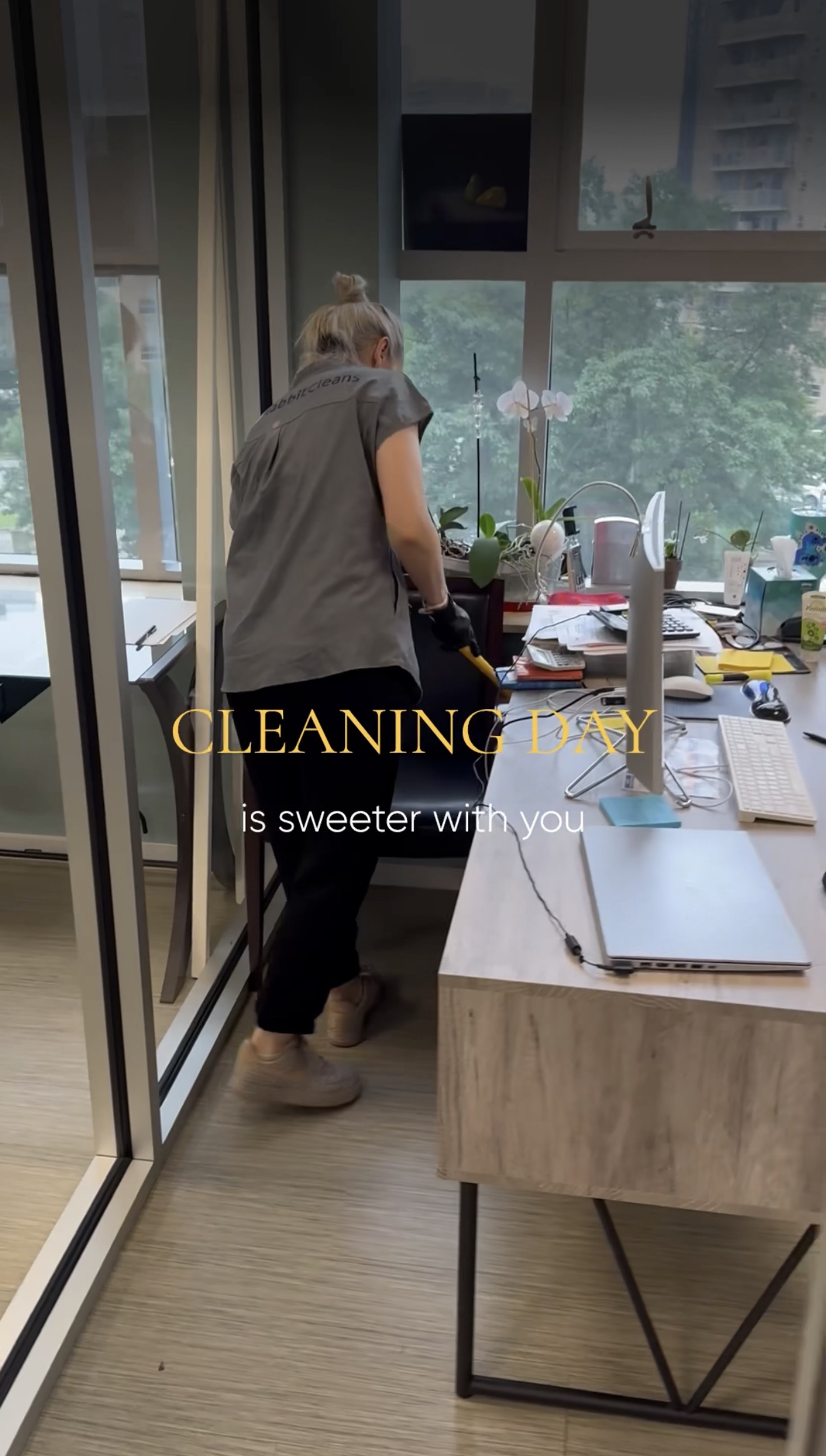 Office cleaning with glass partitions in Downtown Brooklyn by RabbitCleans