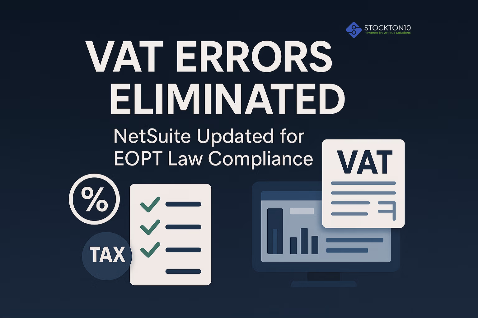 Diagram of the ERP implementation process, highlighting Stockton10's improvements in VAT management with the EOPT law.
