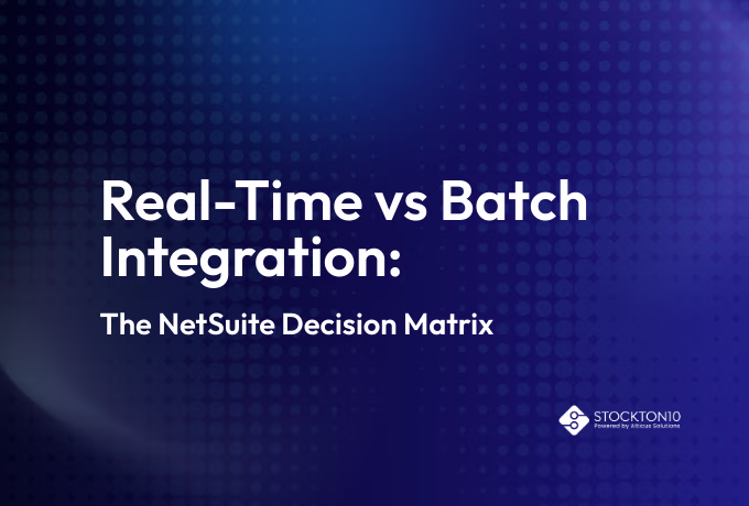 Group of professionals discussing a project with blue and yellow papers, focusing on the NetSuite Decision Matrix.