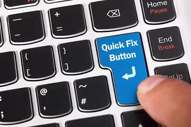 Quick fix button on a keyboard, symbolizing easy solutions in NetSuite customizations for the 2026 guide.