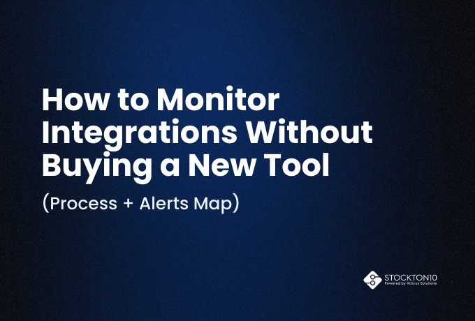 Visual guide on monitoring integrations effectively without purchasing new tools, featuring a process and alerts map.