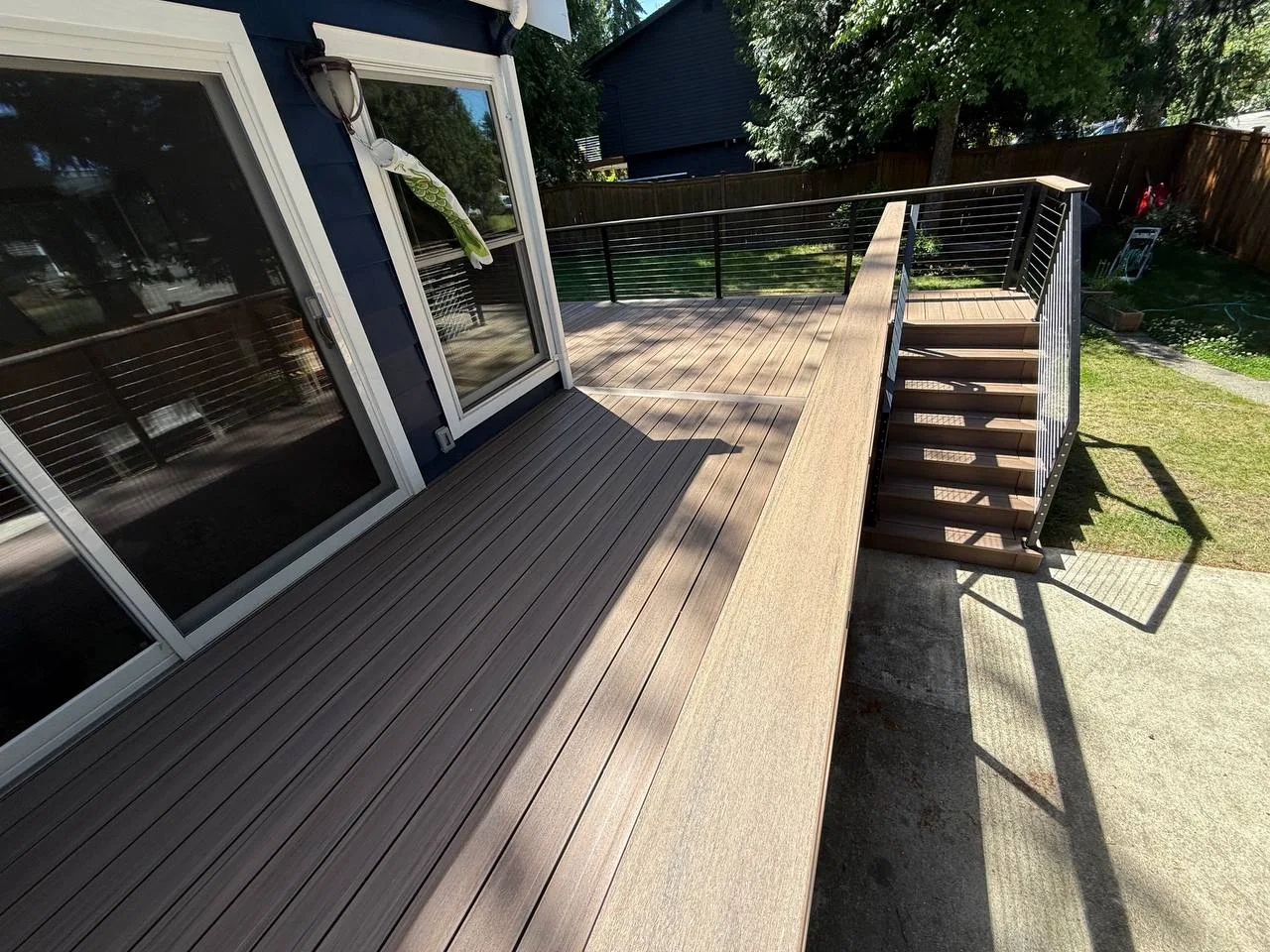 Semi-solid outdoor wood stain applied to custom timber decking in Bellevue