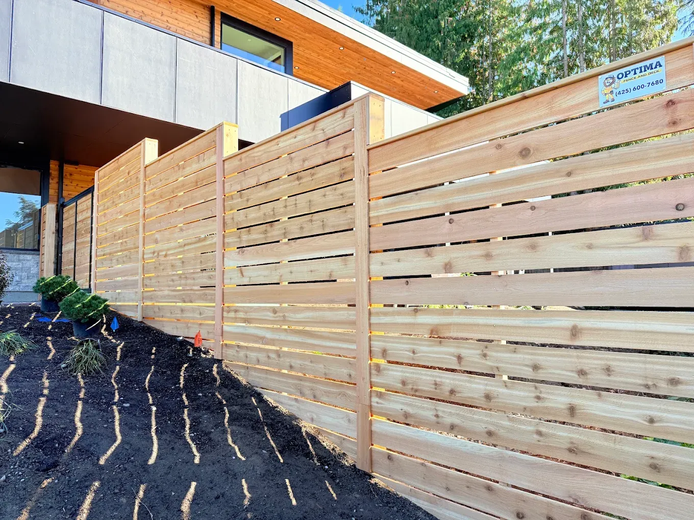 Cedar wood fence installation in Bellevue WA residential backyard