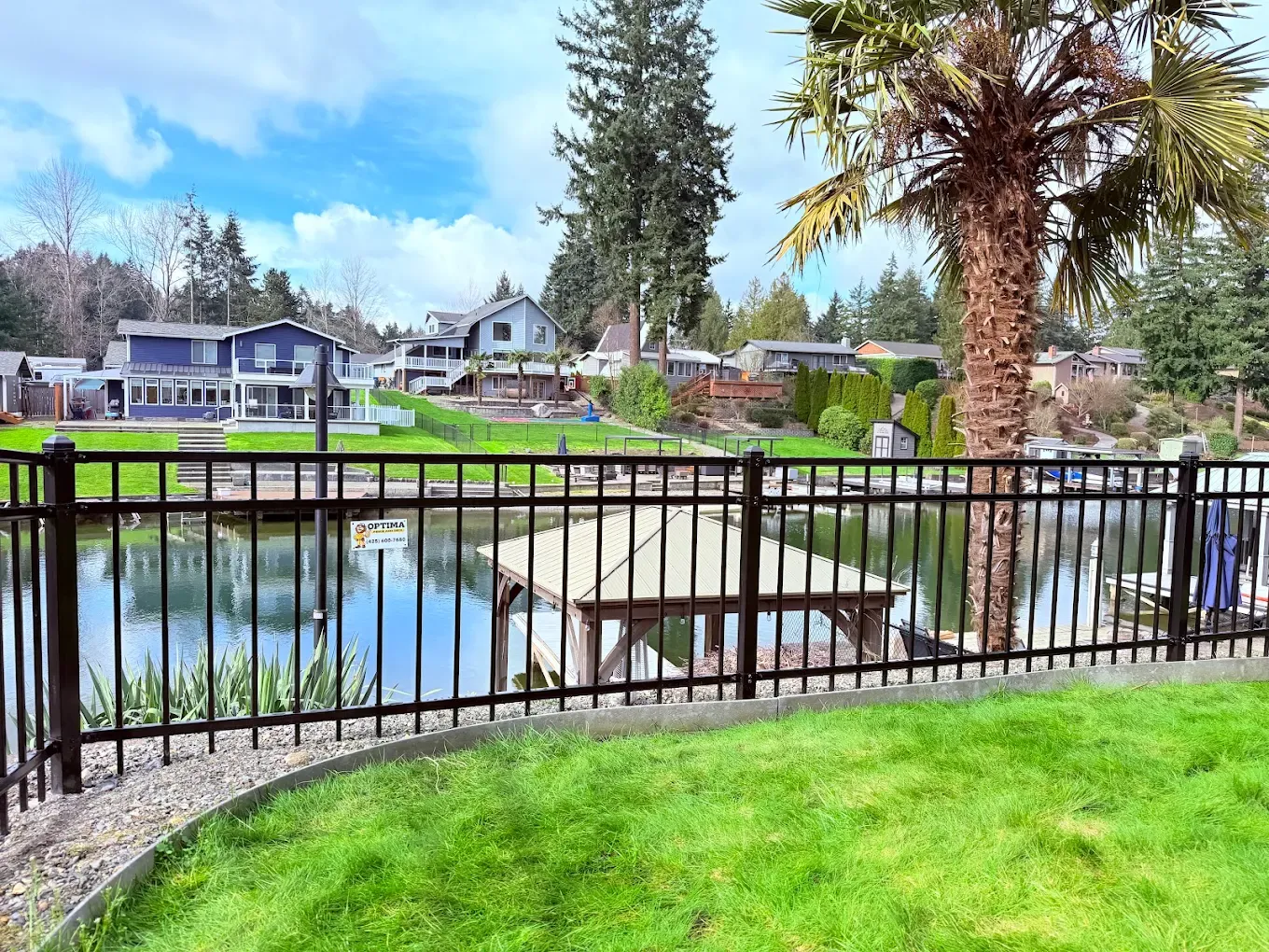 Ornamental iron fence installation at Bellevue WA home by Optima