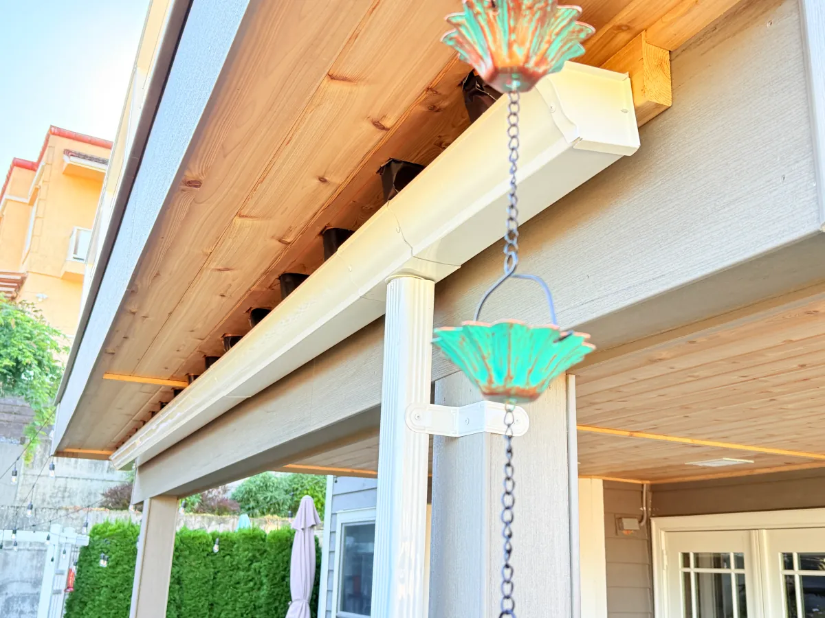 Finished ceiling under the upper deck