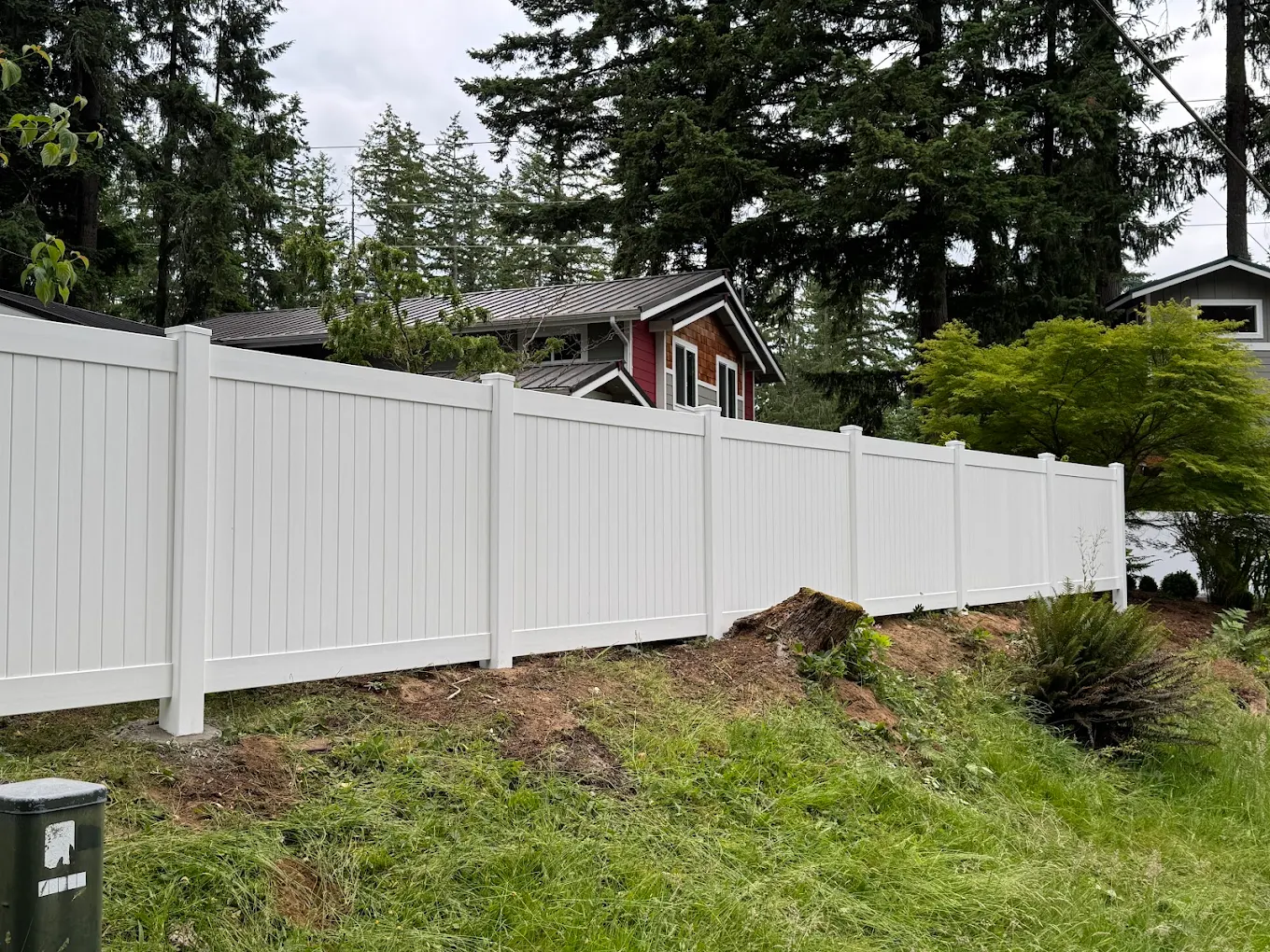 Vinyl fence built on a terrain