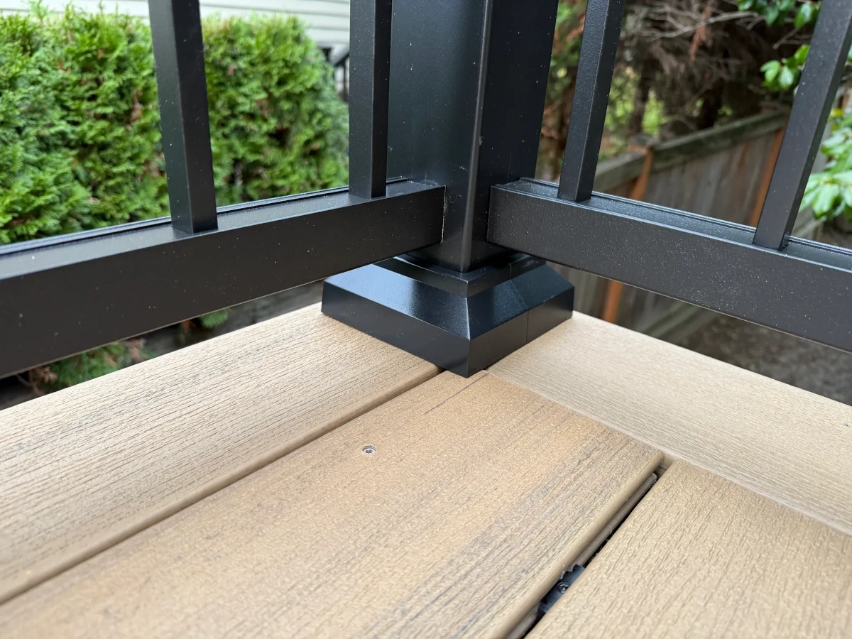 Backyard view from newly constructed second-story composite deck in Kirkland WA