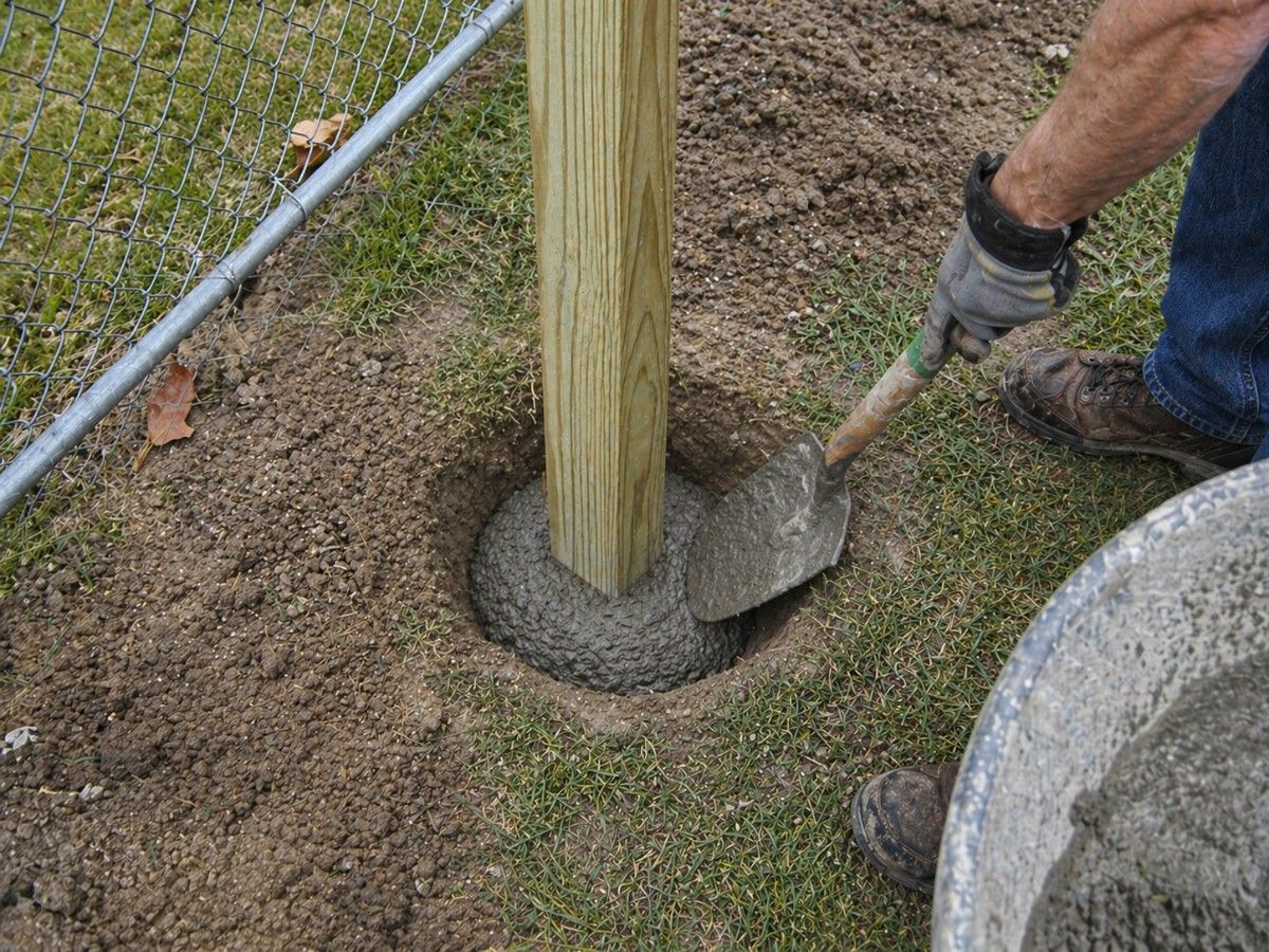 Installing a wooden fence post