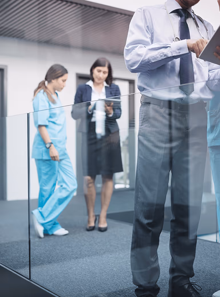 An abstract photo of medical professionals working