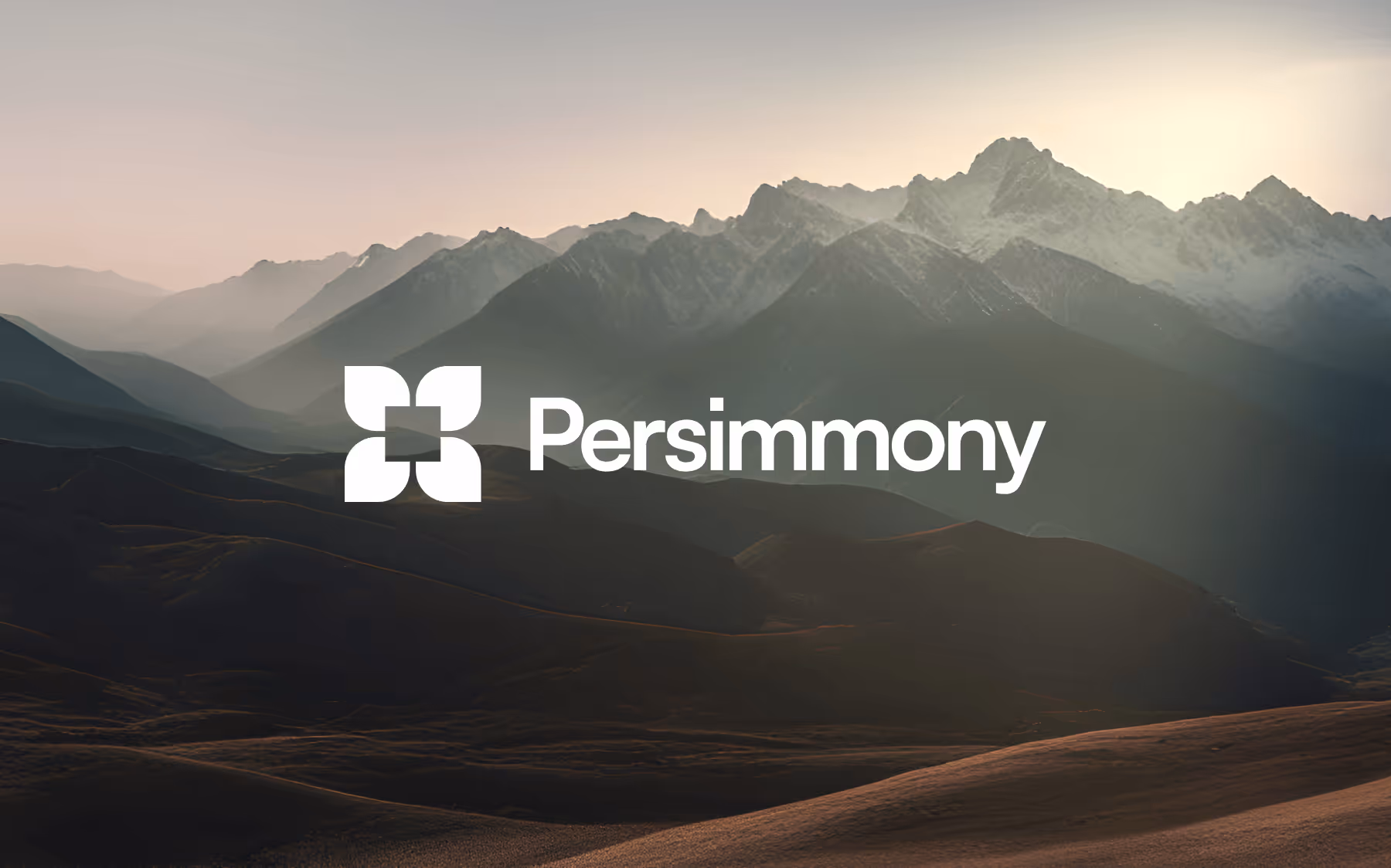 The new Persimmony Logo superimposed in front of a majestic landscape