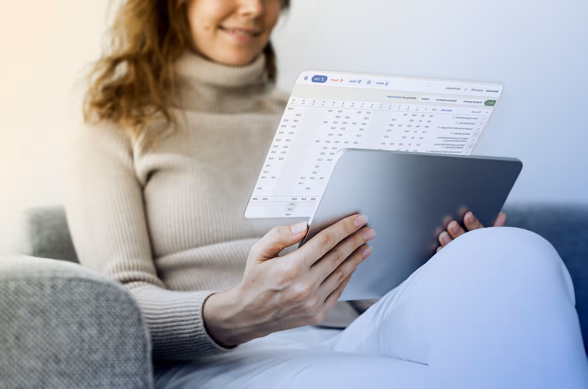 A woman reading papers