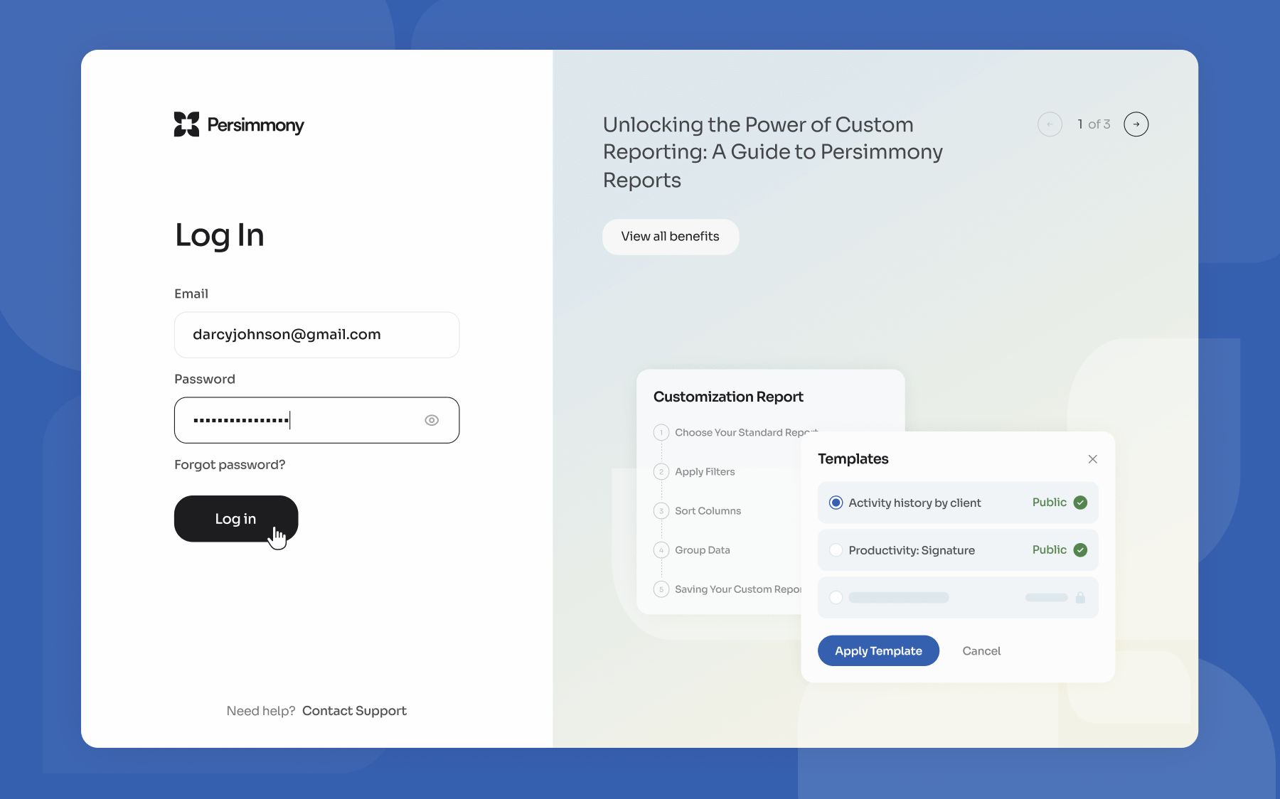 The new Persimmony login experience