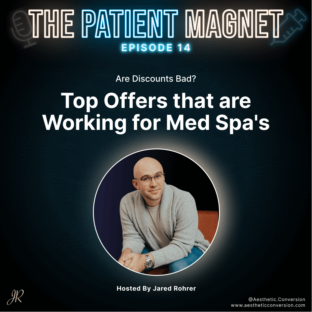 Aesthetic Conversion’s Patient Magnet Ep.14 discussing Medspa marketing strategies and smart offers for med spas in the USA.