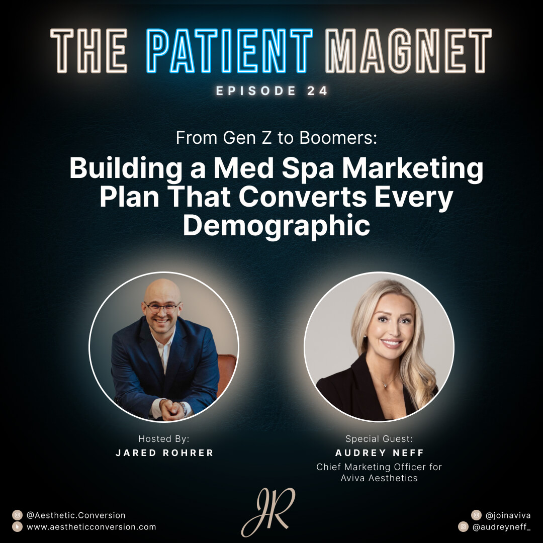 Ep. 24 of The Patient Magnet podcast featuring Audrey Neff discussing how to build a sellable medspa.