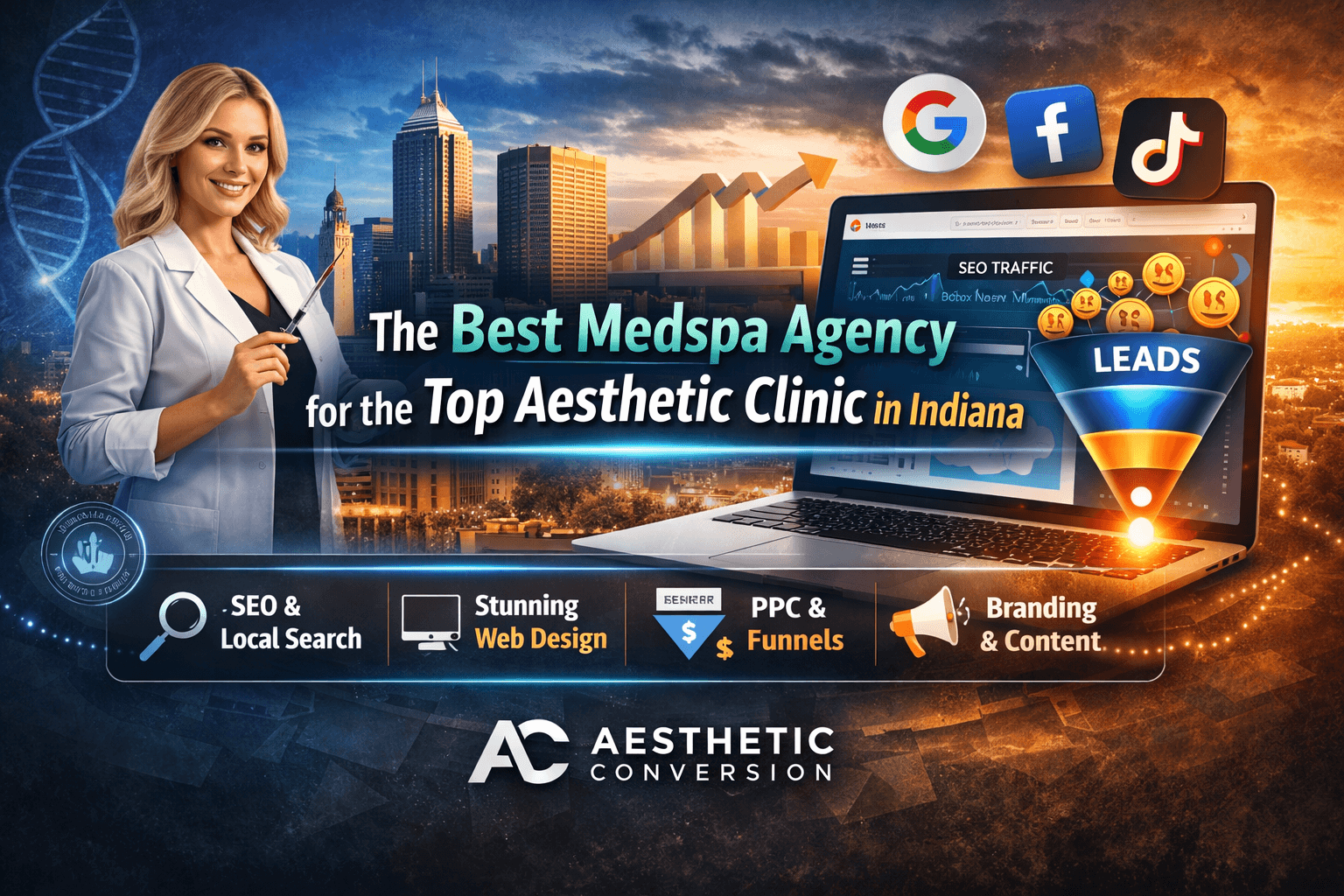 Digital marketing strategy illustration showing how Medspa SEO improves visibility and drives patient bookings for aesthetic clinics in Nevada