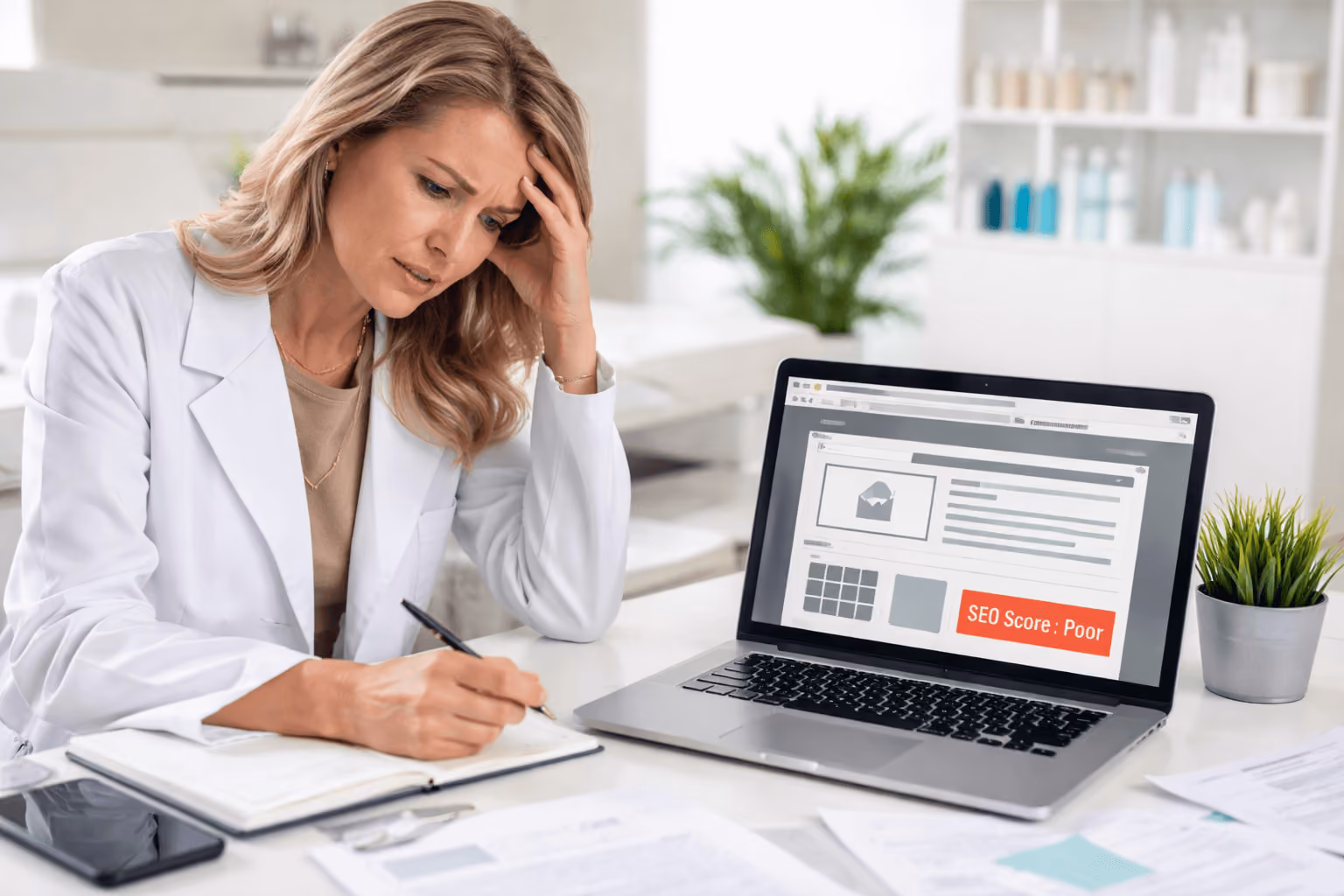 Outdated wellness med spa website example in Michigan showing poor design and low SEO performance