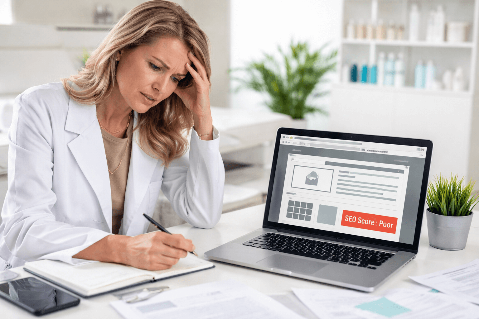 Outdated wellness med spa website example in Michigan showing poor design and low SEO performance