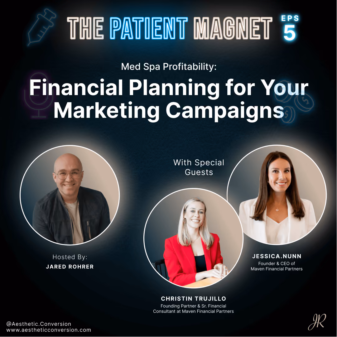The Patient Magnet Podcast Episode 5 on medspa marketing and financial planning with Aesthetic Conversion and Maven Financial Partners