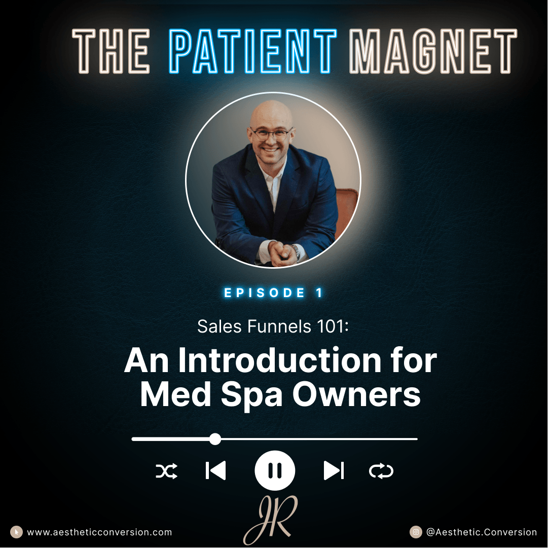 Sales funnel diagram explaining medspa marketing stages from awareness to booked consultation