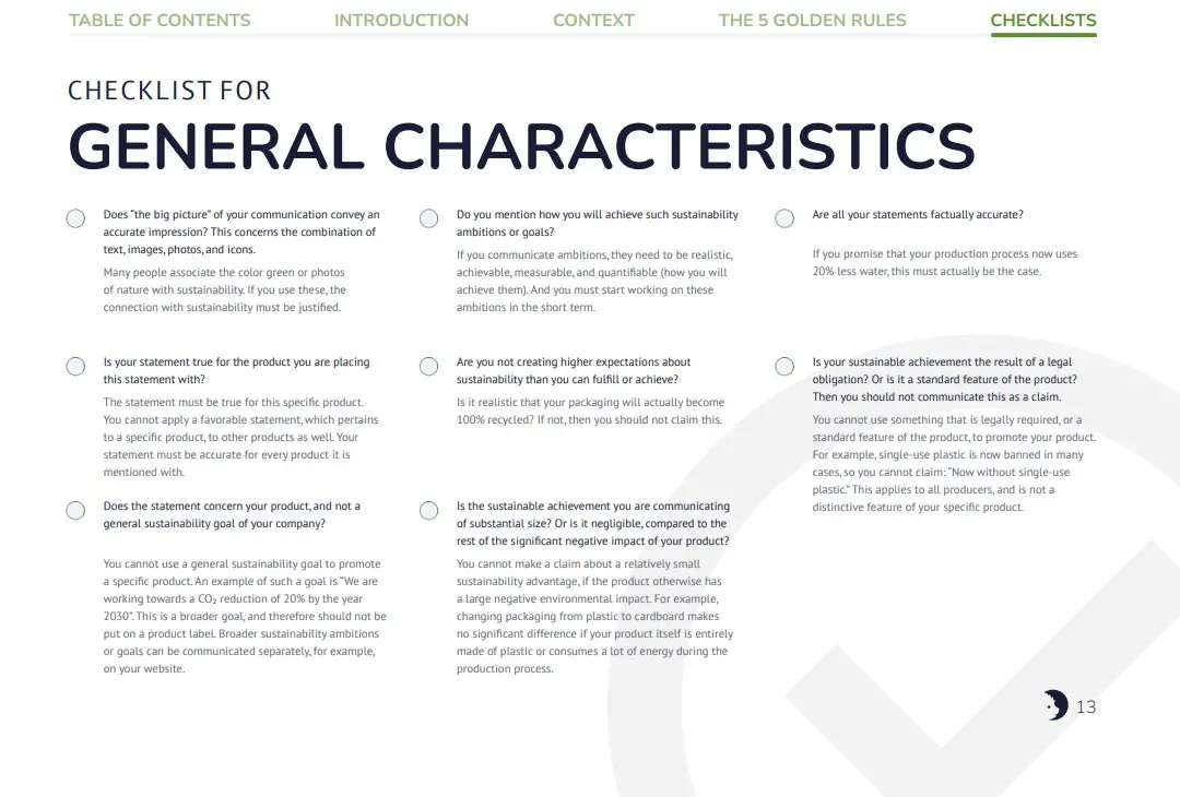voorbeeld van een pagina van de checklist