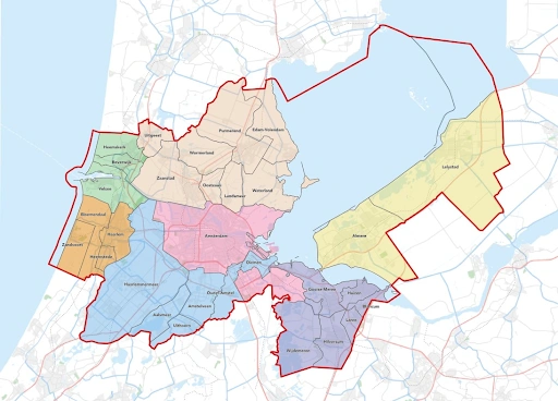kaart van de Metropoolregio Amsterdam