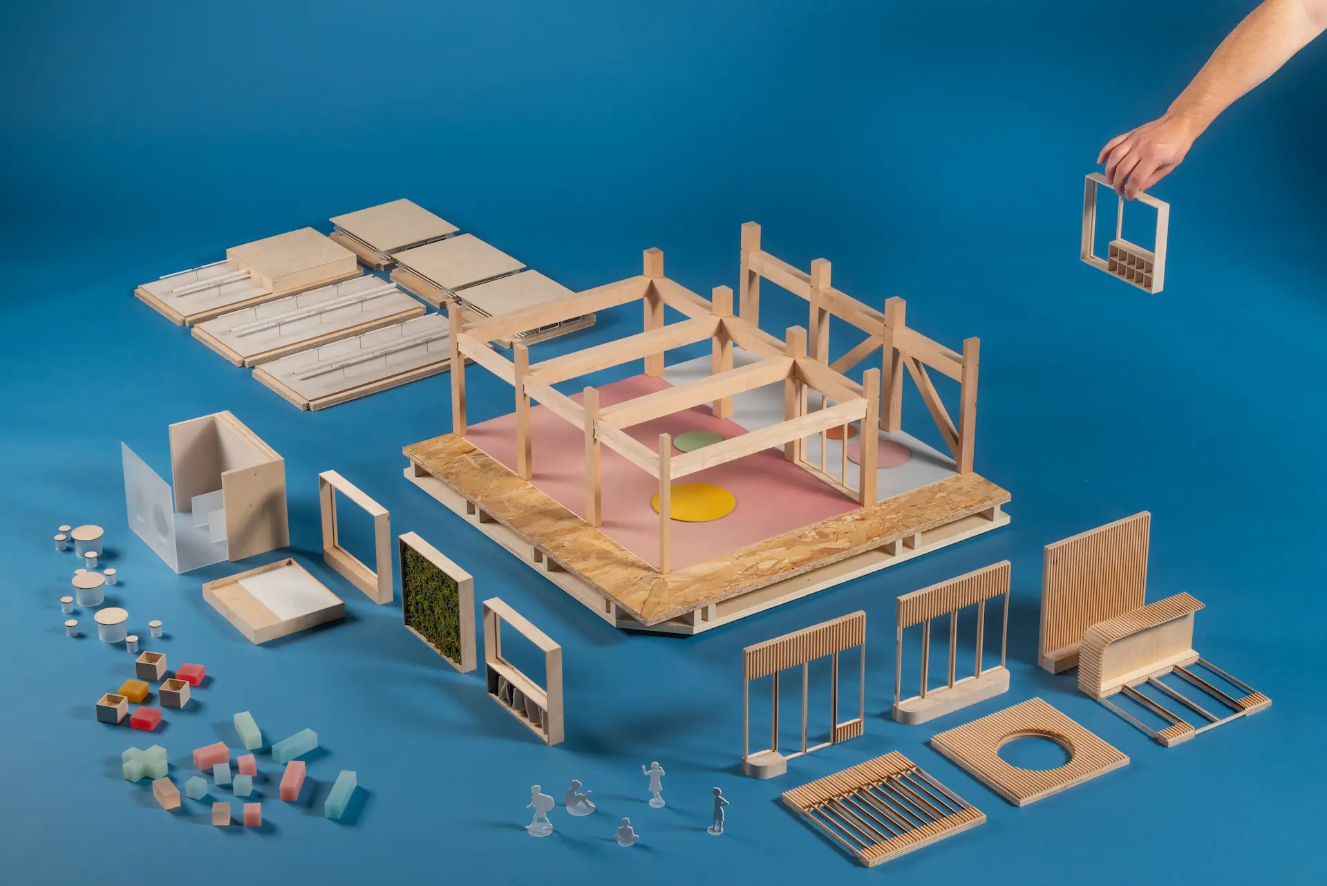 het modulaire karakter uitgebeeld in een manquette