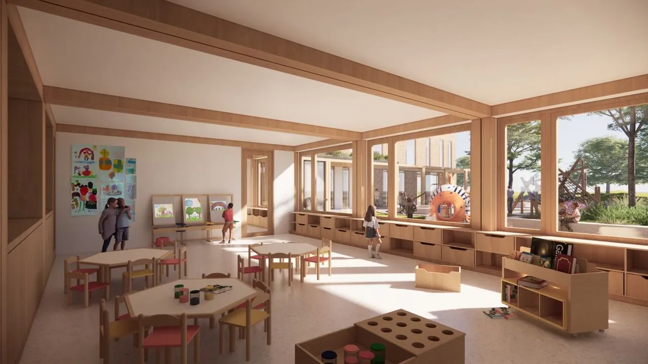 impressie van de binnenkant van het gebouw