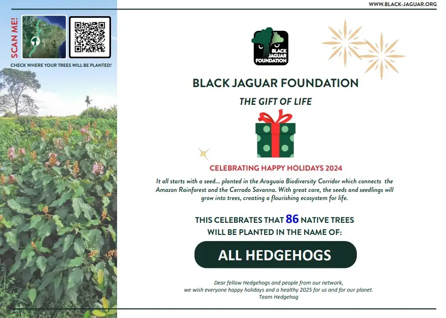 certificaat van donatie aan Black jaguar foundation