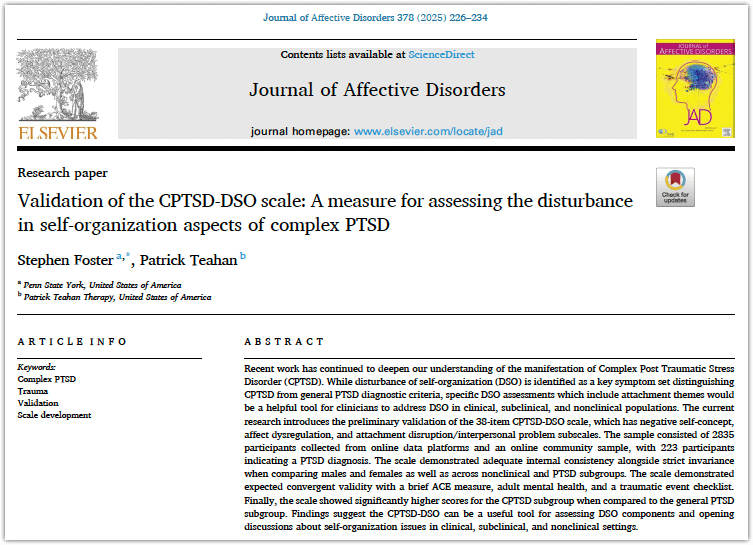 Our new research paper: validating the CPTSD-DSO scale