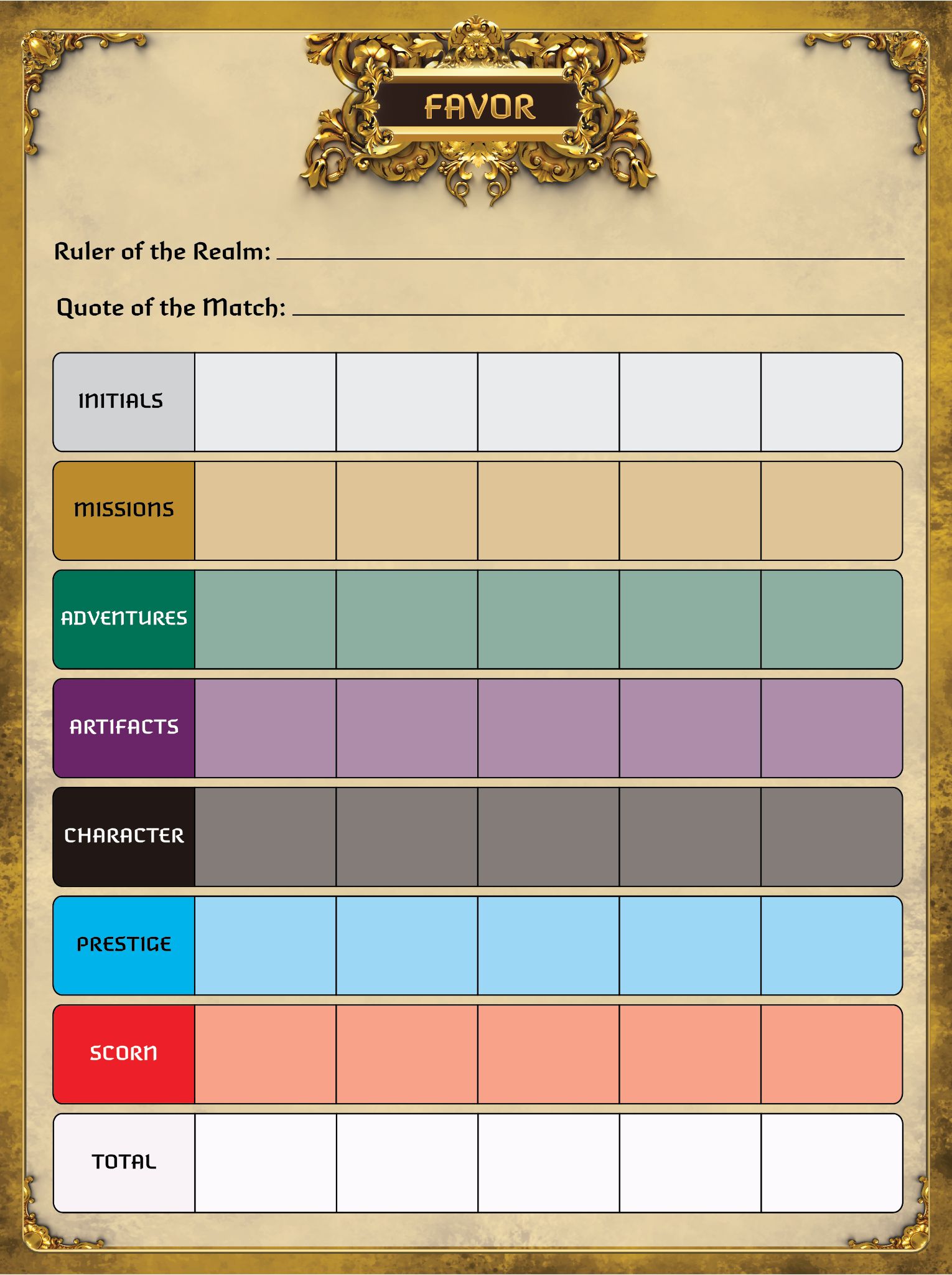 FAVOR — A Game of Royal Succession