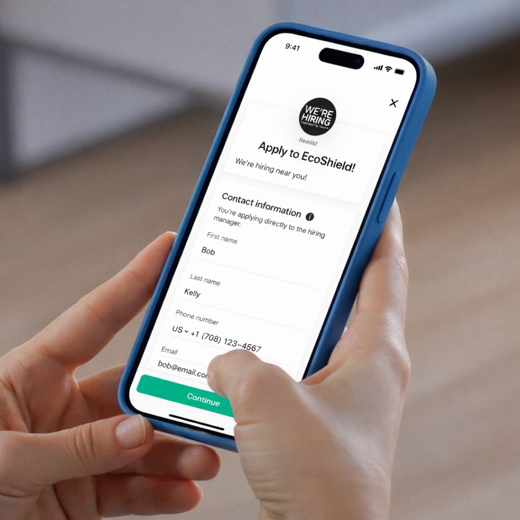 A person applying for a job via social