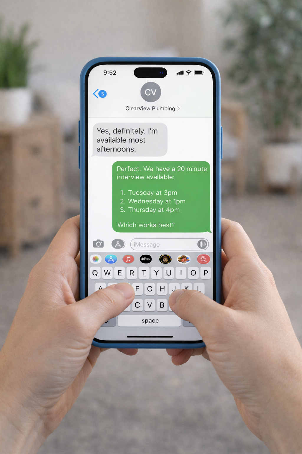 A person talking with a recruiter after applying for a job via social