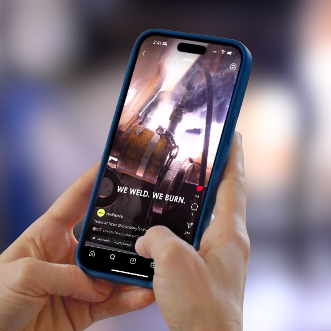 A person being shown a job ad on social