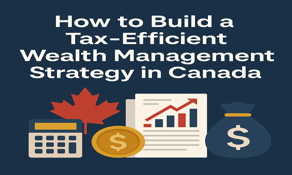 Canada leaf with financial advisor report and text: How to Build a Tax-Efficient Wealth Management Strategy in Canada