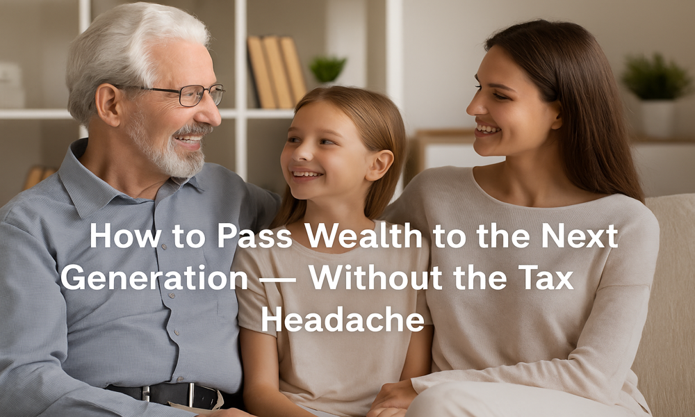 Calgary family with text: How to Pass Wealth to the Next Generation — Without the Tax Headache