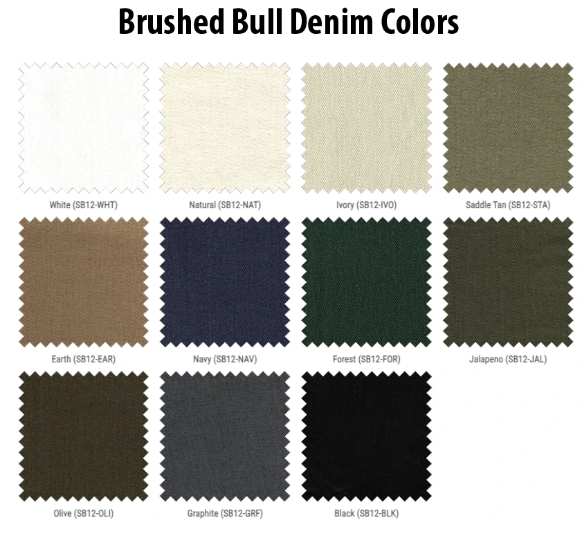 Brushed bull denim fabric swatches from the Haberdash design archive