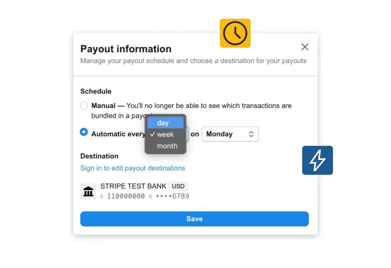 Tekmetric Payments payout schedule illustration.