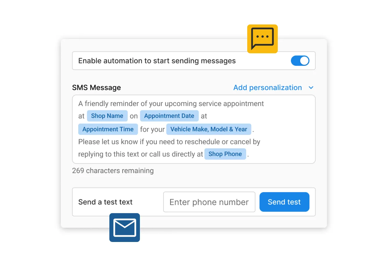 Pre-visit appointment reminders within Tekmetric.