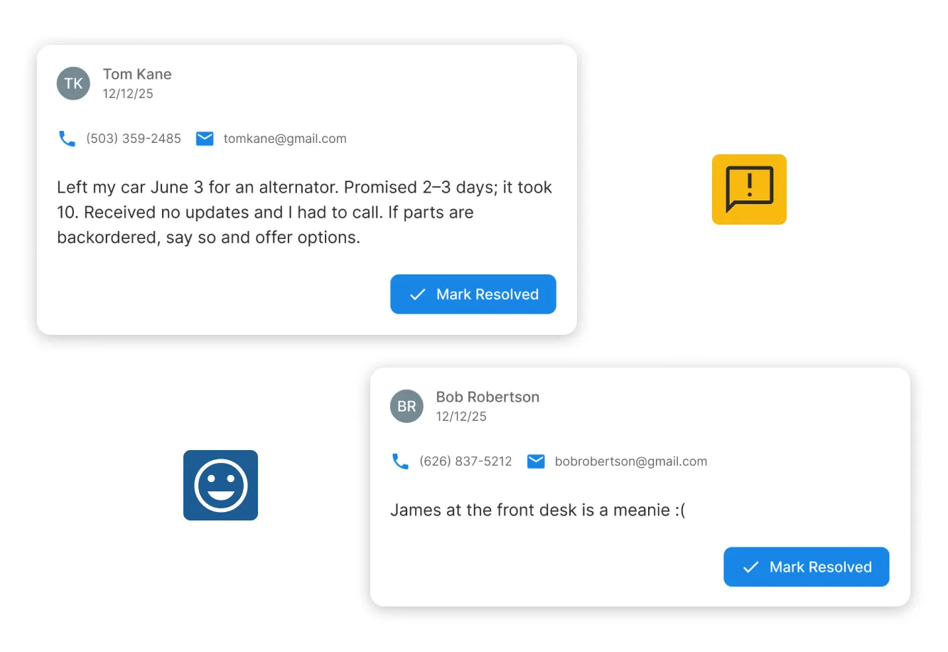 Private feedback requests within Tekmetric.