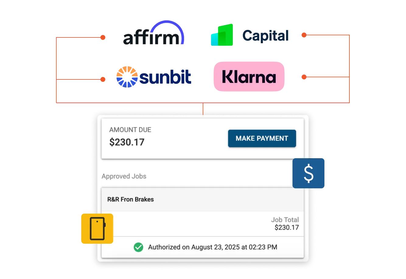 Texting an auto repair invoice to a customer through Tekmetric.