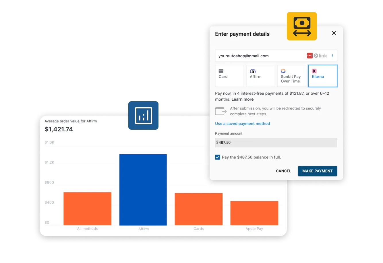 Customer financing options through Tekmetric's buy now, pay later program.