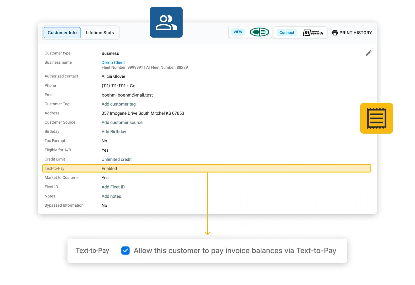 Custom control settings within Tekmetric Payments.
