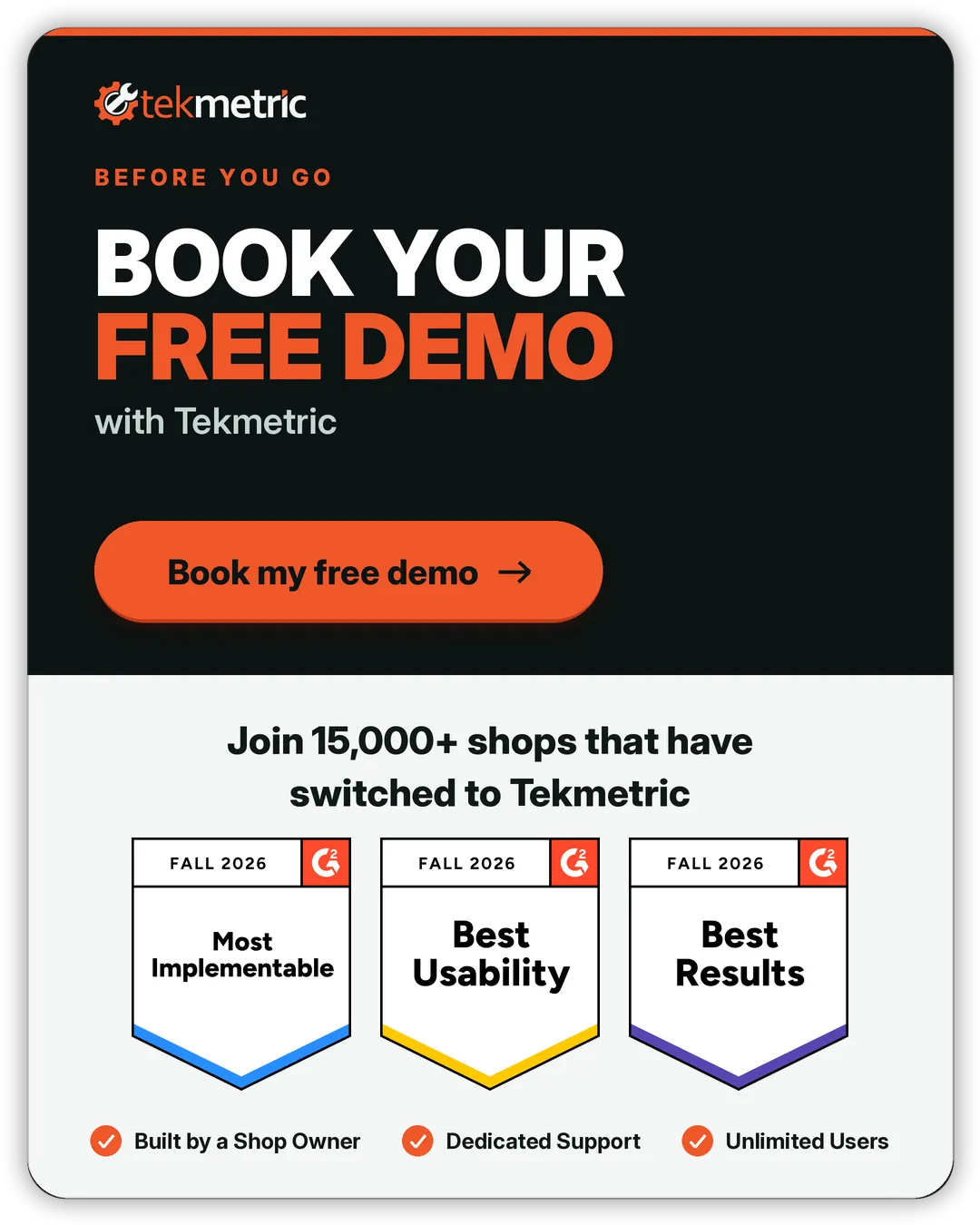 Book your free demo with Tekmetric