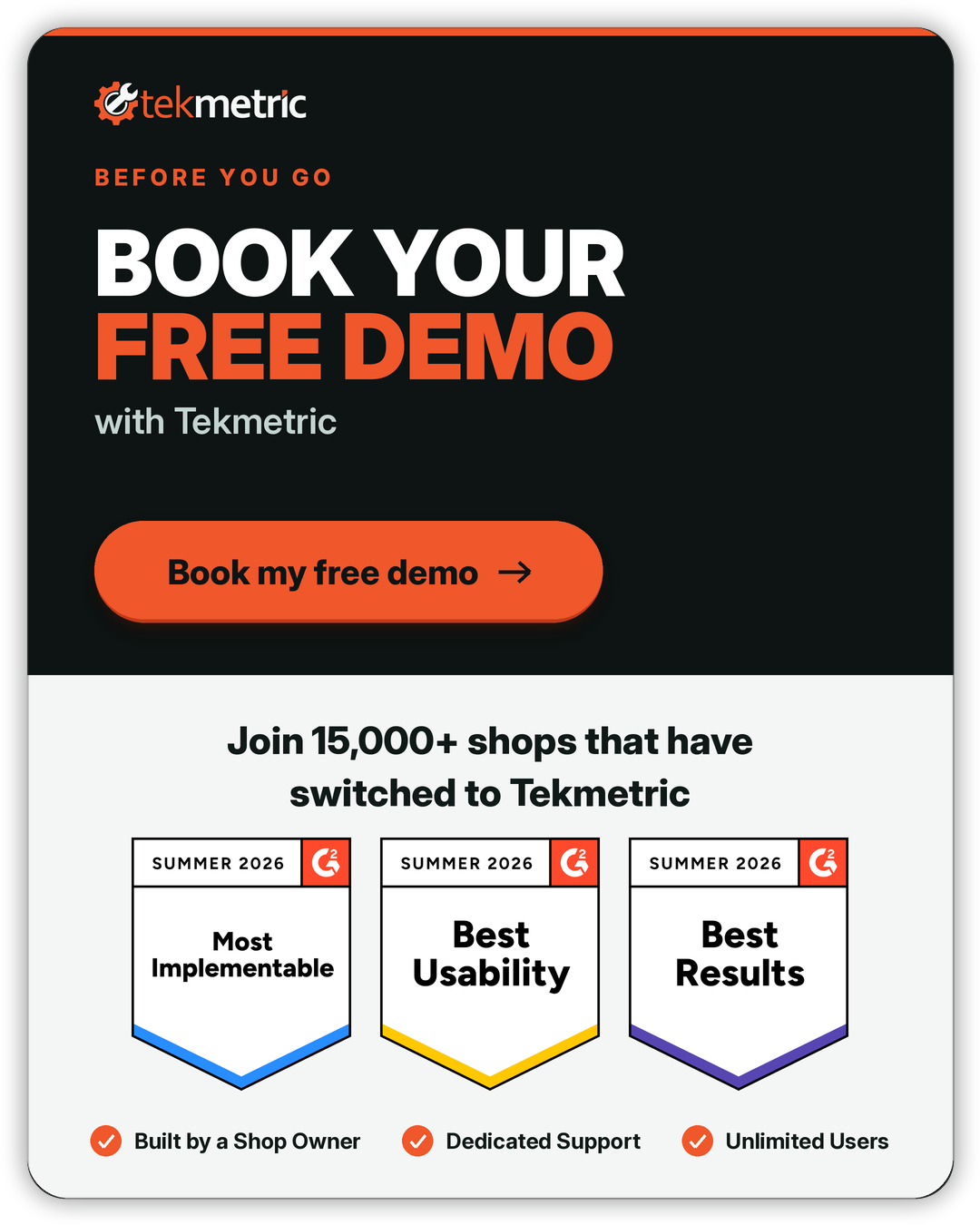 Book your free demo with Tekmetric