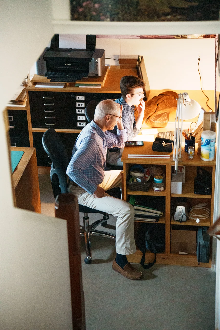 Ben and Nick collaborating in the Benjamin Nutter Architects office, reflecting hands-on design process