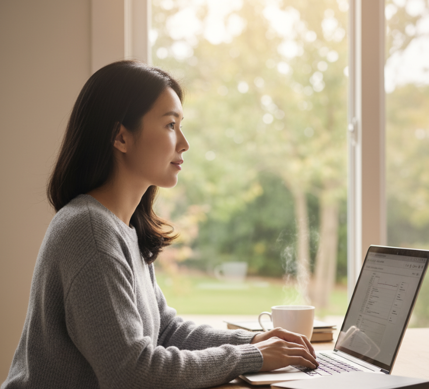 Pediatric therapist weighing career options at a desk